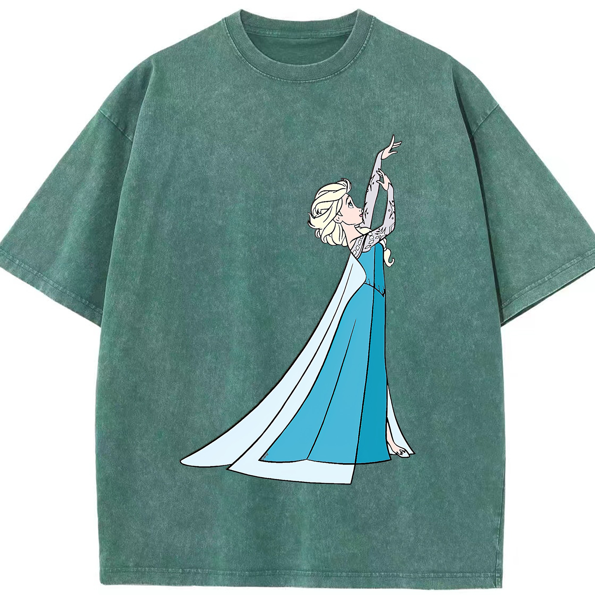 （画像用） アナと雪の女王 アンナ エルサ Frozen Anna Elsa 綿100% ヴィンテージ風 半袖Tシャツ（フロントプリント）